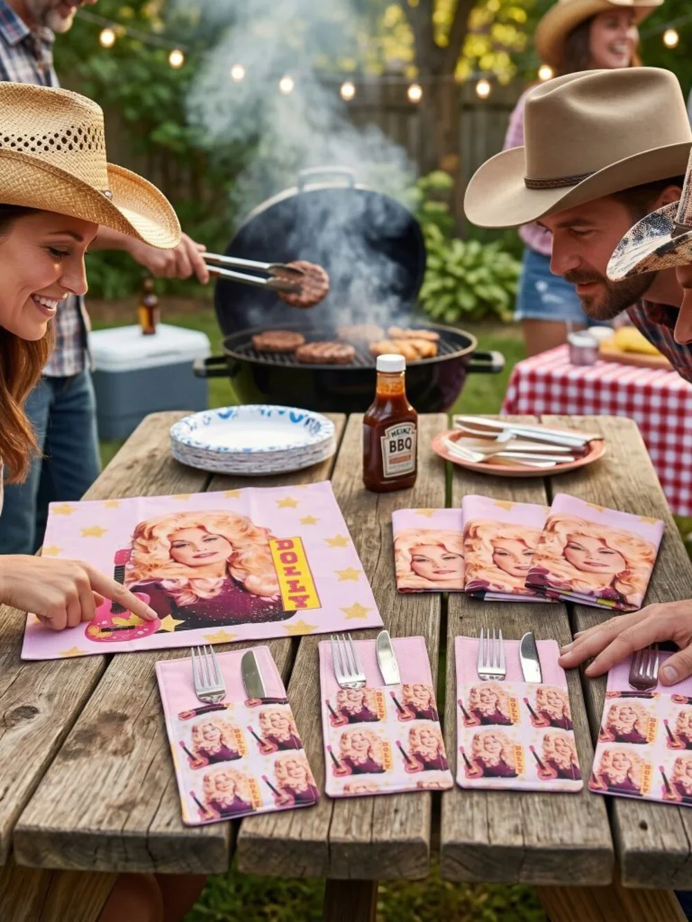 DOLLY PARTON Napkins and Utensils Holders Set of 4 HANDMADE